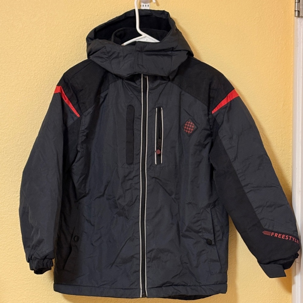 Big Chill Freestyle Youth Winter Jacket 10/12 Black Hooded Insulated Coat